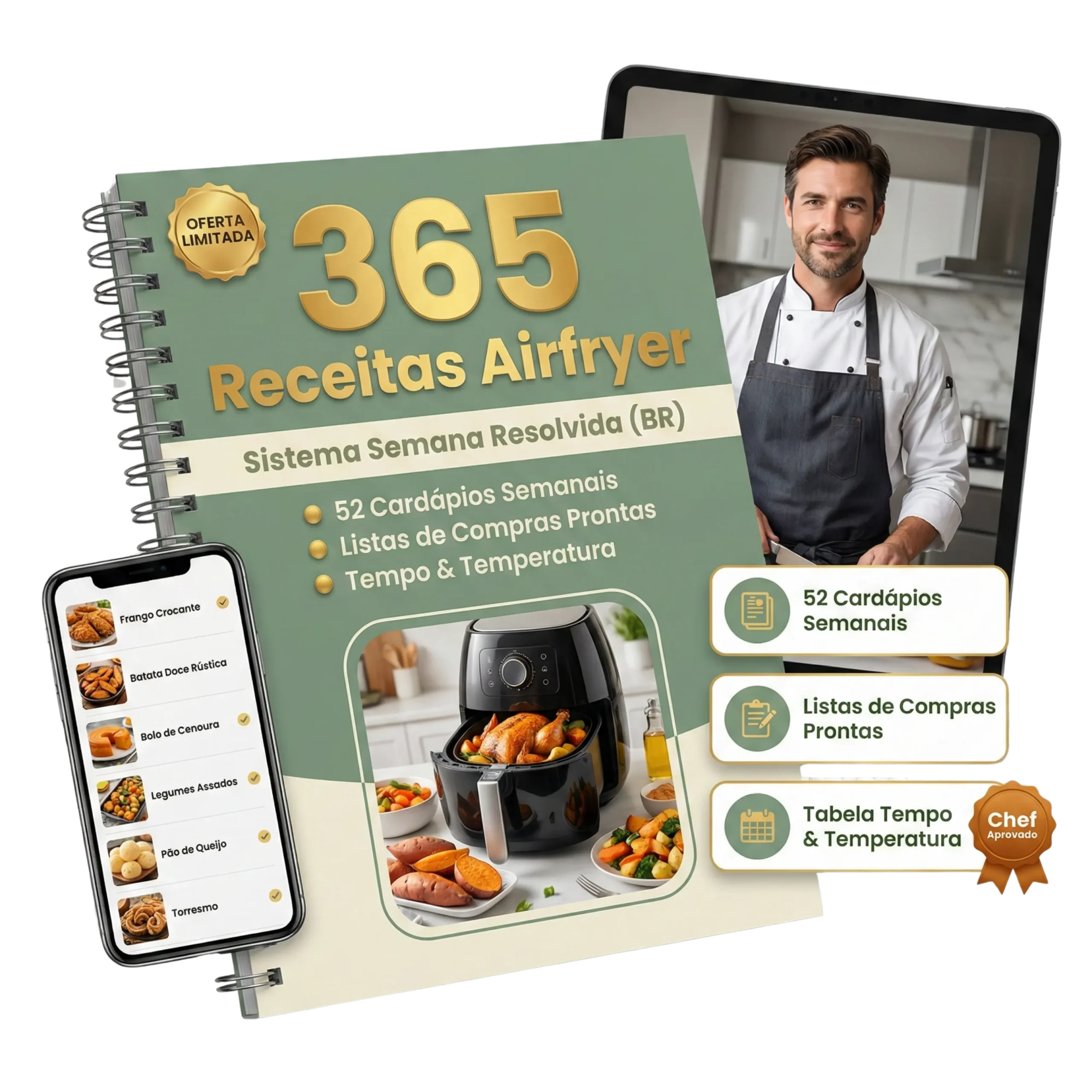 Mockup do pack 365 receitas para airfryer