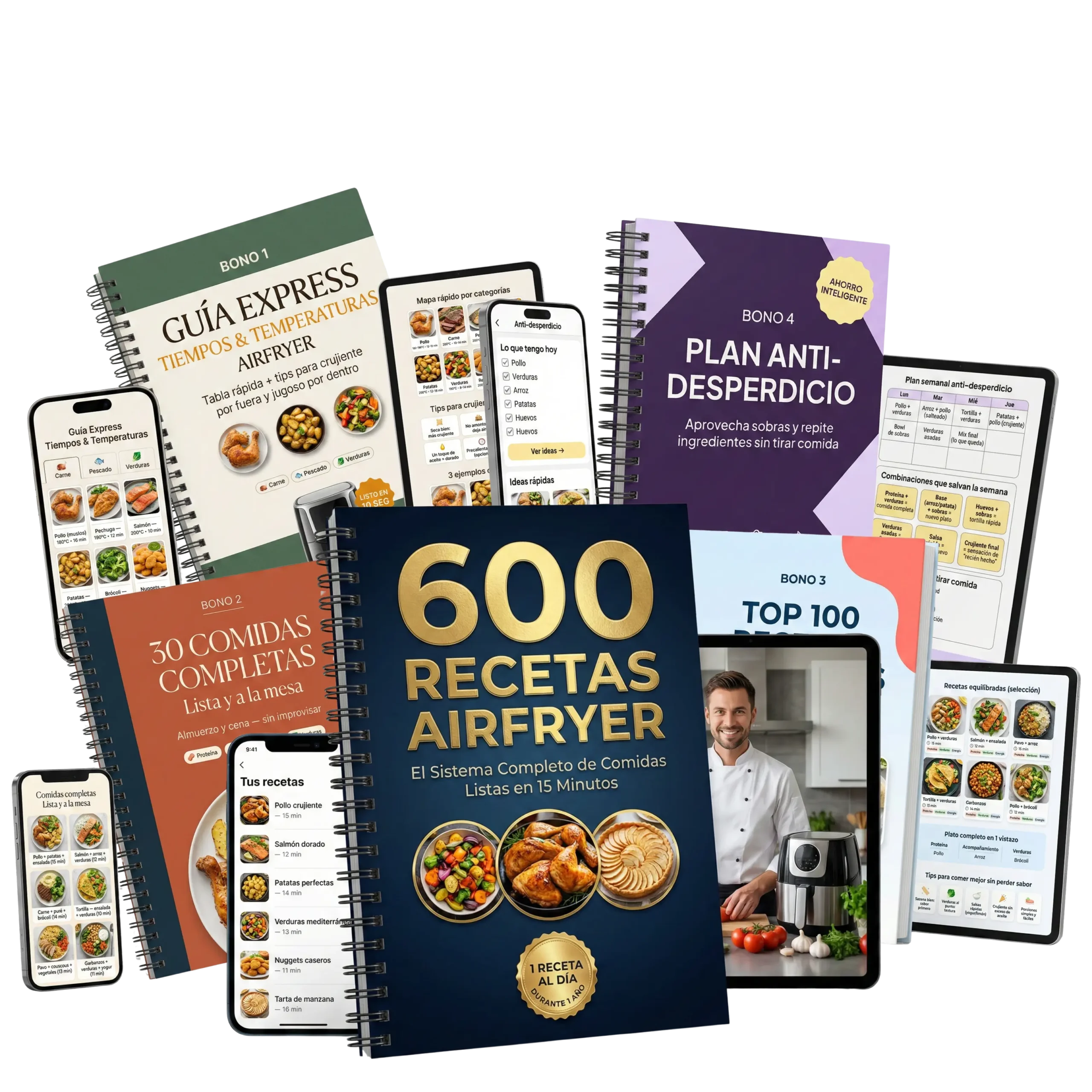 Libro 600 Recetas Airfryer con bonos