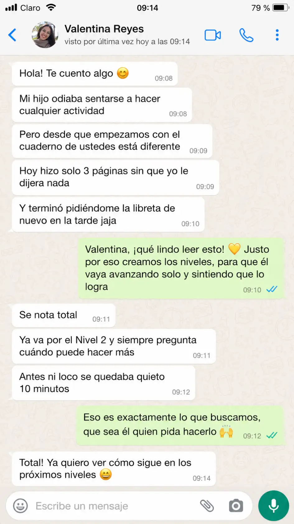 Testimonio por WhatsApp de una mamá