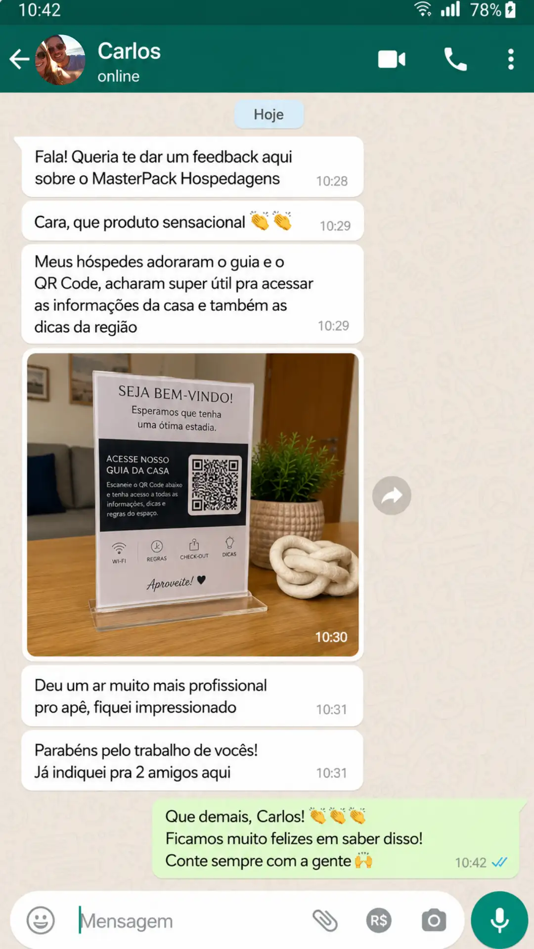 Print real de anfitrião usando o MasterPack Hospedagens